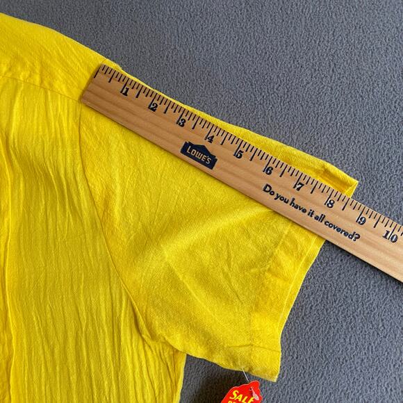 Vtg 80s 90s Two Potato Button Down Tie Back Short Sleeve Maxi Dress M Yellow NOS - Picture 13 of 16